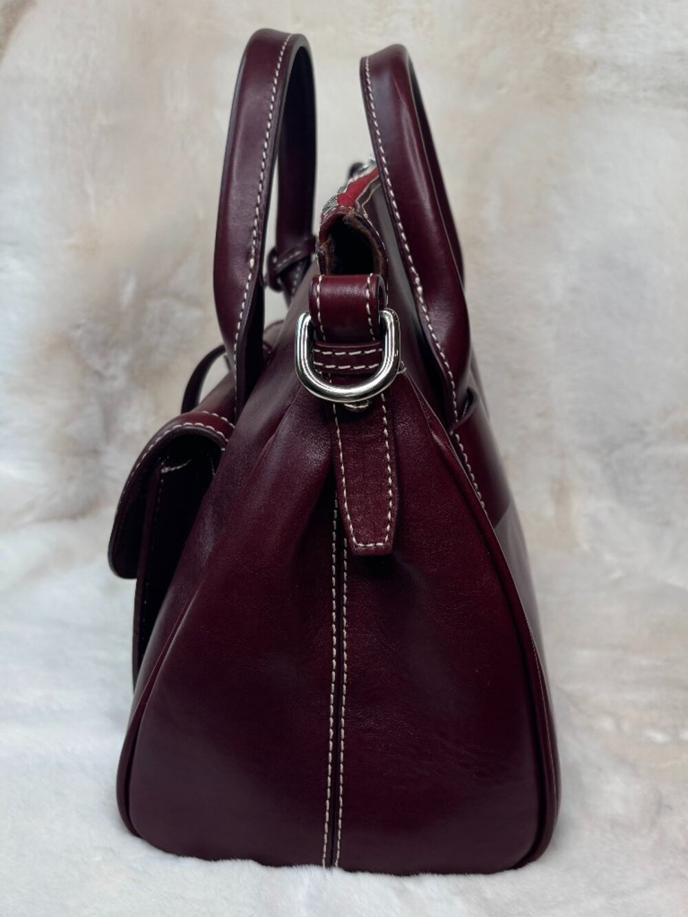 Dooney & Bourke Bordeaux Florentine Toscana Leather Front Pocket Satchel-Like Ne - Picture 3 of 16